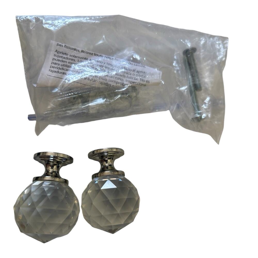2PCS Crystal Lamp Finial Cap Nut Screw Cap Knob Lamp Shade Silver Tone